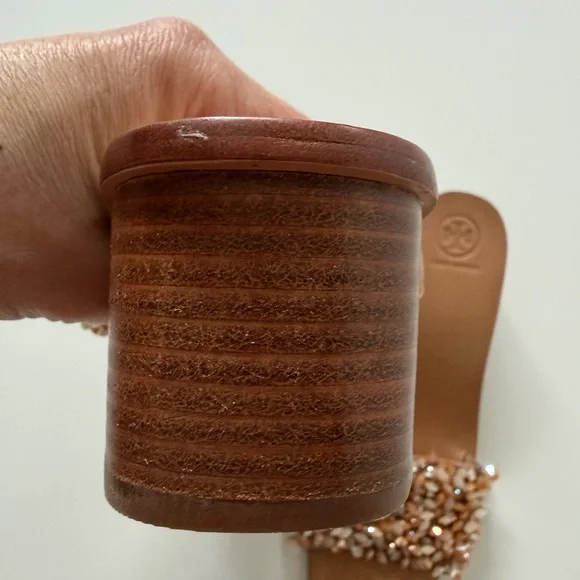 Tory Burch Brown and Cream Beaded Slide Mules - Picture 4 of 5